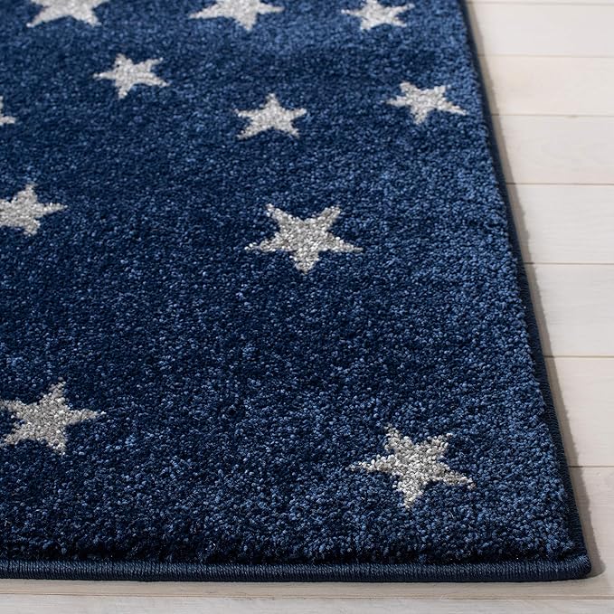 SAFAVIEH Carousel Kids Collection Accent Rug - 2' x 3', Navy & Grey, Non-Shedding & Easy Care, Ideal for High Traffic Areas for Boys & Girls in Playroom, Nursery, Bedroom (CRK135N)