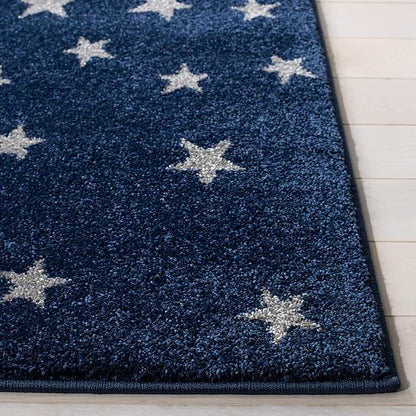 SAFAVIEH Carousel Kids Collection Runner Rug - 2'3" x 12', Navy & Grey, Non-Shedding & Easy Care, Ideal for High Traffic Areas for Boys & Girls in Playroom, Nursery, Bedroom (CRK135N)