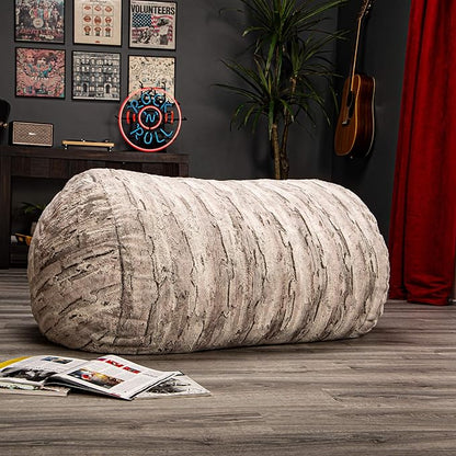 Jaxx Sofa Saxx Bean Bag Lounger, 4-Feet, Luxe Fur-Silver Fox