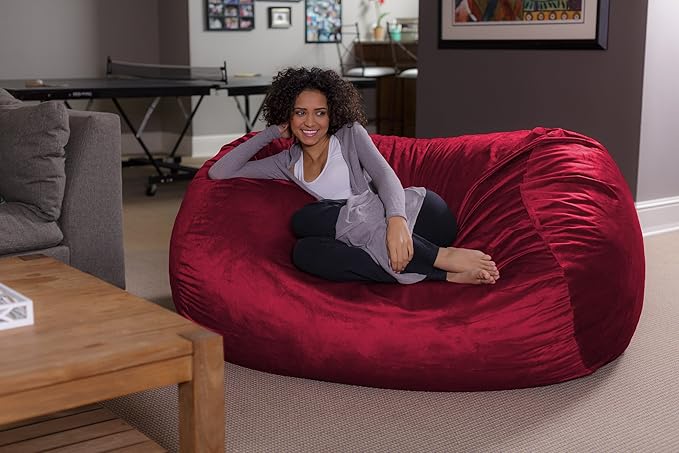 Sofa Sack Bean Bag Lounger - Plush Bean Bag Sofas with Super Soft Microsuede Cover - XL Memory Foam Stuffed Lounger Chairs for Kids, Adults, Couples - Jumbo Bean Bag Chair Furniture 6 Feet - Cinnabar