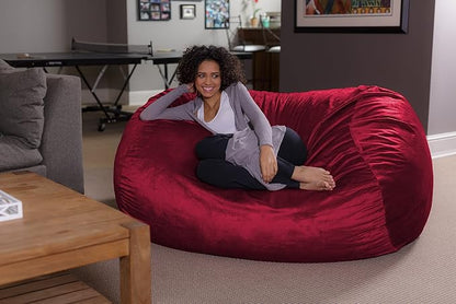 Sofa Sack Bean Bag Lounger - Plush Bean Bag Sofas with Super Soft Microsuede Cover - XL Memory Foam Stuffed Lounger Chairs for Kids, Adults, Couples - Jumbo Bean Bag Chair Furniture 6 Feet - Cinnabar