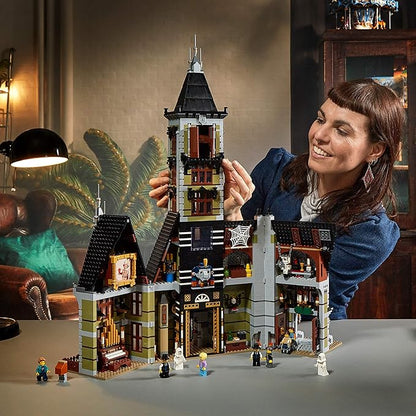 LEGO Icons Haunted House Building Set 10273, Haunted House Kit, Creative Crafts for Adults and Family, Powered Up Ready Building Kit with 10 Minifigures, Halloween Decoration to Build Together