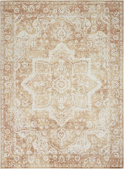 Nourison Astra Machine Washable Rust 5'3" x 7' Area Rug - Easy Cleaning, Non Shedding, Bed Room, Living Room, Dining Room, Kitchen (5' x 7')