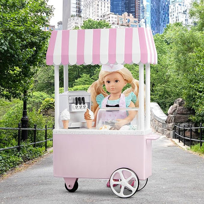 Lori – Mini Doll & Ice Cream Cart – Clothes & Ice Cream Accessories for 6-inch Dolls – Ice Cream Scoops, Cones, Soft Serve, Popsicles – Toys for Kids – 3 Years + – Evelina's Ice Cream Cart