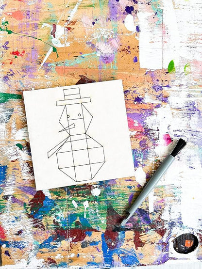 Unfinished Barn Quilt Square Wooden Sign, Country Decor Canvas Quilts Blocks (18 inches, Snowman)