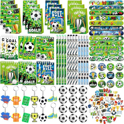Soccer Party Favors, Soccer Birthday Decorations, Soccer Party Favor Bags Keychain Mini Notepad Stickers Bracelets for Soccer Sport Party Decorations Supplies Kids Boys Girls