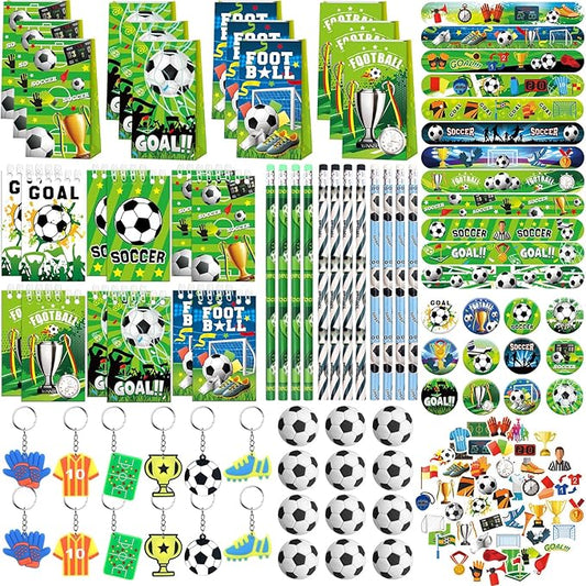 Soccer Party Favors, Soccer Birthday Decorations, Soccer Party Favor Bags Keychain Mini Notepad Stickers Bracelets for Soccer Sport Party Decorations Supplies Kids Boys Girls