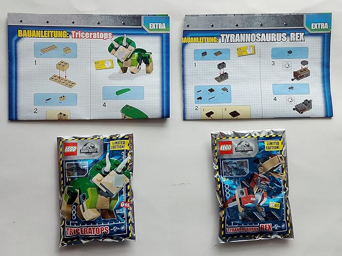 LEGO Jurassic World Mini Sets: T-Rex and Triceratops Tyrannosaurus (65 pcs each) Combo Pack