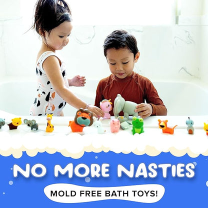 SplashEZ Bath Toys for Kids Ages 4-8, Kids Bath Toys for Boys, Mold Free Animals XL Bathtub Water Set for Children, Soft Durable, No Mold for Water Tub & Pool, Ages 0-1-3-4-5-6-8