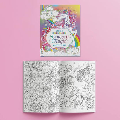 Hinkler Super Kaleidoscope - Unicorn Magic Activity Kit - Fantasy Themed Coloring Book with Glitter Stationery and Stickers - Unicorn Keyring - Arts and Craft Kits for Kids Aged 6 to 8