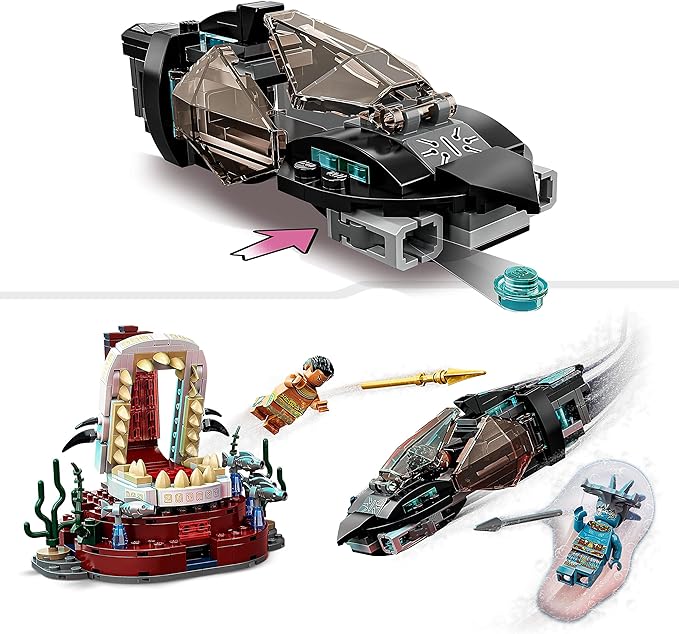 LEGO 76213 Marvel King Namor's Throne Room, Black Panther Wakanda Toy for Building, Set with Submarine for Children from 7 Years, Underwater Adventure with Superheroes