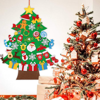 LUTER 35pcs DIY Christmas Ornaments with 3.1ft Felt Christmas Tree Christmas Decorations Wall Hanging Ornaments Felt Craft Kits for Kids, Gifts, Party Supplies