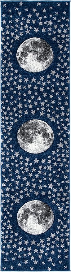 SAFAVIEH Carousel Kids Collection Runner Rug - 2'3" x 10', Navy & Grey, Non-Shedding & Easy Care, Ideal for High Traffic Areas for Boys & Girls in Playroom, Nursery, Bedroom (CRK135N)