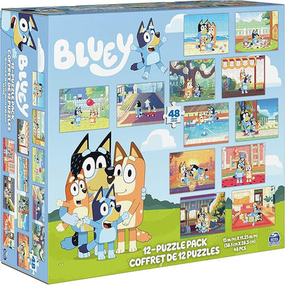 Bluey 12-Pack of Jigsaw Puzzles for Families, Kids, and Preschoolers Ages 4 and Up