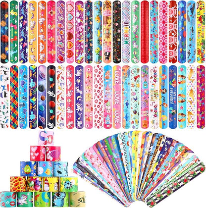 222 Pcs Slap Bracelet Wristband for Kids Bulk 200+ Design with Sea Animal Dinosaur Space Heart Colorful Snap Bracelet for Kids Valentine Party Favors Birthday Gifts School Classroom Rewards