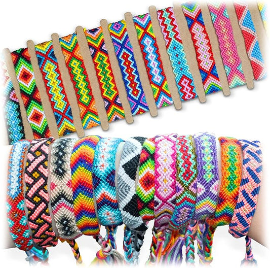 Novelty Place 10 Pcs Woven Bracelet Bulk for Women & Girls - Nepal Style Friendship Bracelets Handmade Braided Rope Wrist String Chain (Random Colors & Patterns)