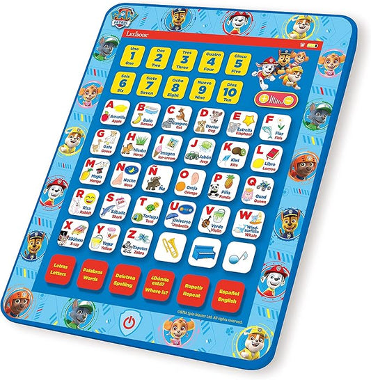 LEXiBOOK, Paw Patrol, Educational Bilingual English/Spanish Interactive Learning Tablet, Toy to Learn Alphabet, Letters, Numbers, Words, Spelling and Music, Blue, JCPAD002PAi2