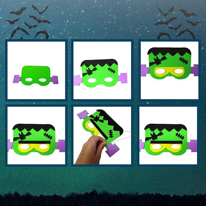 4E's Novelty Halloween Crafts for Kids - Self Adhesive Mask Foam Craft Kit School Home Group Activities Party Supplies