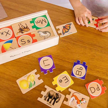 Melissa & Doug Self-Correcting Alphabet Wooden Puzzles With Storage Box (52 pcs)