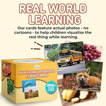 300 Noun Vocabulary Builder Flash Cards, Photo Cards with Learning Games and Teaching Materials for Speech Therapy, ESL, Preschool, Homeschool, Toddlers, Adults, Autism, Dementia, ABA, and Aphasia