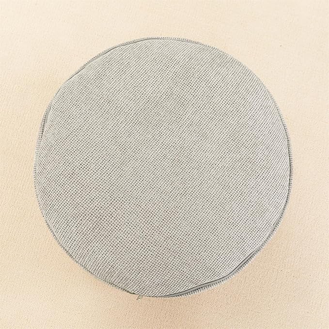 Sturdy Boucle Pouf Ottoman and Foot Rest Nice Living Room Decor Lightweight Ottoman Filler Comfort Pouf Cover Modern Foam Stuffed Poof Perfect to Rest Your Feet No Need Assemble Light Gray