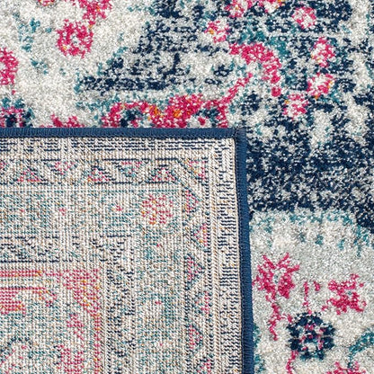 SAFAVIEH Evoke Collection 2'2" x 7' Navy / Fuchsia EVK250N Oriental Medallion Distressed Non-Shedding Living Room Entryway Foyer Hallway Bedroom Runner Rug