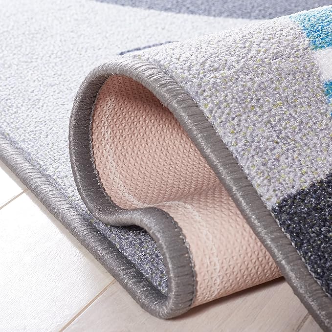 SAFAVIEH Kids Playhouse Collection Runner Rug - 2'2" x 6', Grey & Pink, Hopscotch, Non-Shedding & Easy Care, Machine Washable Ideal for High Traffic Areas in Playroom, Nursery, Bedroom (KPH226A)