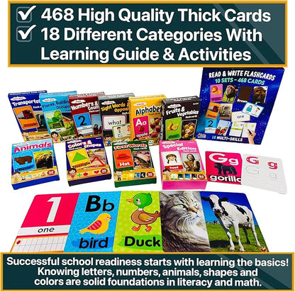 Flash Cards for Toddlers 2-4 Years – Jumbo Learning Box Set with Real Pictures - Alphabet Number Emotions Animal Sight Words Color Shapes – Toddler Flash Cards for Kindergarten Preschool 1st 2nd Grade