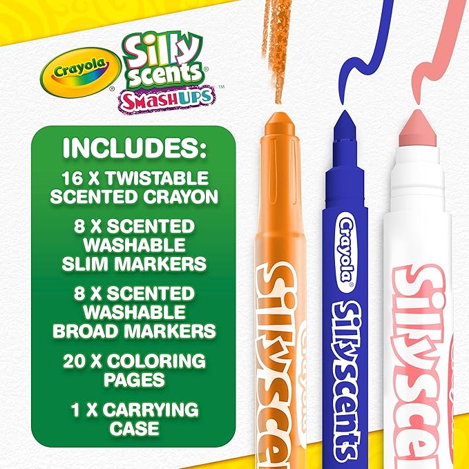 Crayola Silly Scents Mini Inspiration Art Case, Scented Crayons & Markers Set, Art Kit for Kids, Easter Basket Essentials, Coloring Supplies, Travel Gifts for Kids, Ages 4+