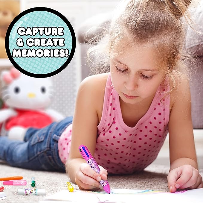 Hello Kitty All-in-One DIY , Design Your Own Scrapbook with Over 250 Essentials, Great Hello Kitty Toys for Weekend Activity, Photo & Keepsake Album for Kids Ages 5, 6, 7, 8, 9, Small, Multicolor