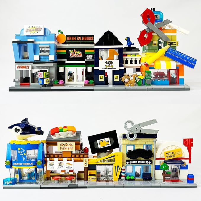 Brick Loot Exclusive Mini City Video Rental Store - Custom Designed 123 Piece Model - Compatible with Lego and Other Major Brick Brands …
