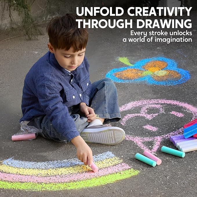 JOYIN 144 PCS Cone Shaped Washable Sidewalk Chalks, Non-Toxic Jumbo Colored Chalk for Toddlers 1-3, Painting for Outdoor Art, School Supplies, Classroom Must Haves