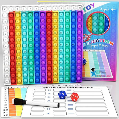 Multiplication Chart Pop It - Multiplication Game Board, Multiplication Pop It Math Games 12x12 Multiplication Table for Kids Learning, Multiplication Machine Times Table