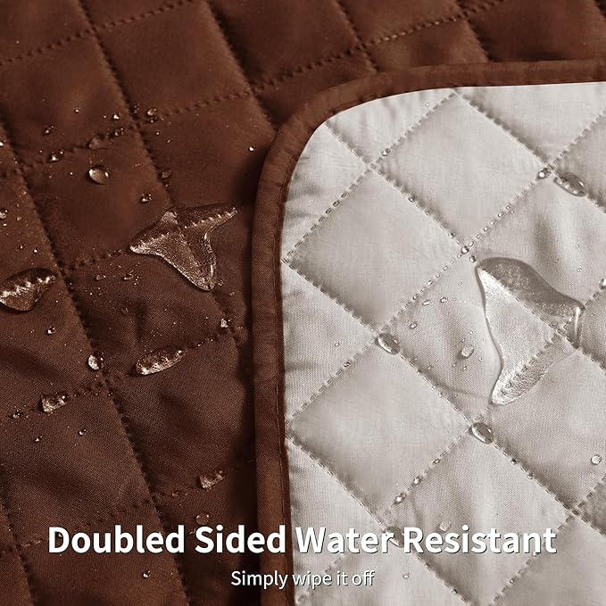 CHUN YI Oversized Couch Cover, Water Resistant Sofa Cover Slipcover for 4 Cushion Sofa, Washable with Adjustable Strap Storage Pocket for Living Room Dog Pet (Oversized Sofa, Chocolate)