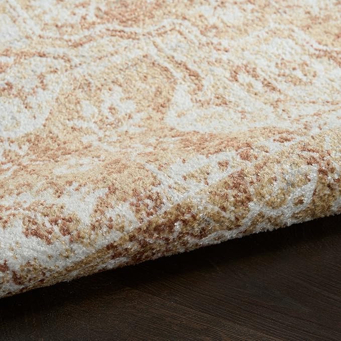 Nourison Astra Machine Washable Rust 5'3" x 7' Area Rug - Easy Cleaning, Non Shedding, Bed Room, Living Room, Dining Room, Kitchen (5' x 7')