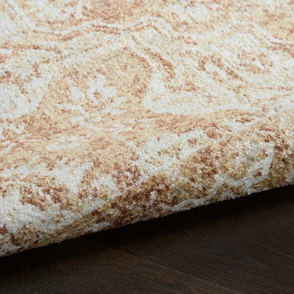 Nourison Astra Machine Washable Rust 4' x 6' Area Rug - Easy Cleaning, Non Shedding, Bed Room, Living Room, Dining Room, Kitchen (4' x 6')