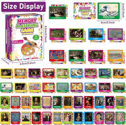 gisgfim 50 Pairs Memory Matching Game Famous Paintings Concentration Memory Matching Games for Adults Learning Educational Matching Game A Fun & Fast Artworks Theme Memory Matching Games