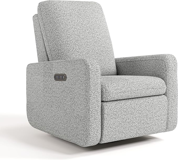 Graco Teddi Power Recliner Swivel Glider (Salt & Pepper Boucle) – Electronic Power Recline, USB-A & USB-C Charger, Premium Cushioning & Comfort