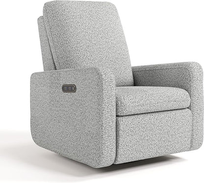 Graco Teddi Power Recliner Swivel Glider (Salt & Pepper Boucle) – Electronic Power Recline, USB-A & USB-C Charger, Premium Cushioning & Comfort