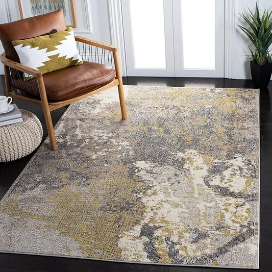 SAFAVIEH Madison Collection Accent Rug - 4' x 6', Ivory & Grey, Modern Abstract Design, Non-Shedding & Easy Care, Ideal for High Traffic Areas in Entryway, Living Room, Bedroom (MAD499A)