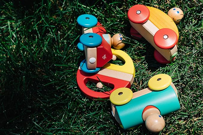 3 Piece Tegu Magnetic Racer Building Block Set, Orange