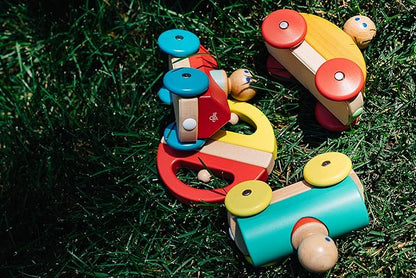 3 Piece Tegu Magnetic Racer Building Block Set, Orange