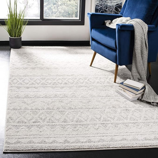 SAFAVIEH Adirondack Collection Accent Rug - 4' x 6', Ivory & Grey, Moroccan Boho Distressed Design, Non-Shedding & Easy Care, Ideal for High Traffic Areas in Entryway, Living Room, Bedroom (ADR119B)