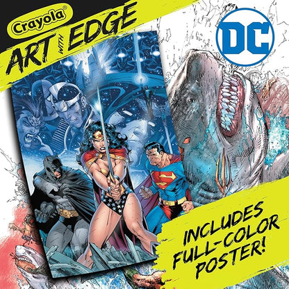 Crayola Art with Edge - Justice League Coloring Book (28 Pages), Superhero Coloring Book, Adult Coloring, Gift for Teens