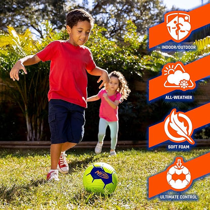 Nerf Kids Foam Mini Soccer Ball - Proshot Youth Soft Mini Foam Soccer Ball - 7" Inch Indoor + Outdoor for Kids - Fun Toy for Practice + Games