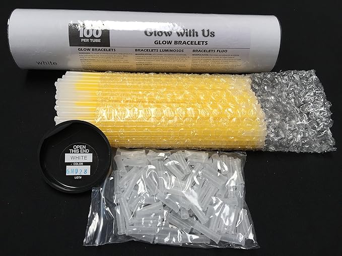 Glow Sticks Bulk Wholesale Bracelets, 1000 8” White Glow Stick Glow Bracelets, Bright Color, Glow 8-12 Hrs, Glow Party Favors Supplies, Sturdy Packaging, GlowWithUs Brand
