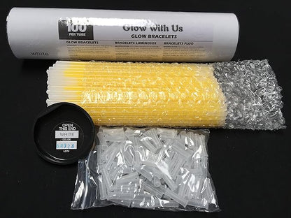 Glow Sticks Bulk Wholesale Bracelets, 1000 8” White Glow Stick Glow Bracelets, Bright Color, Glow 8-12 Hrs, Glow Party Favors Supplies, Sturdy Packaging, GlowWithUs Brand