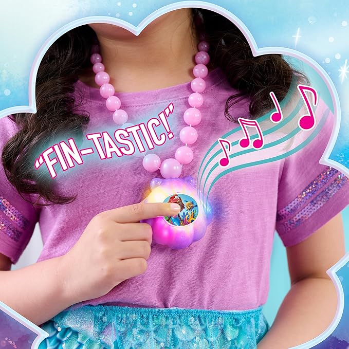 Disney Junior Ariel Ocean Glow Necklace with Lights and Sounds, Dress Up and Pretend Play, Kids Toys for Ages 3 Up by Just Play