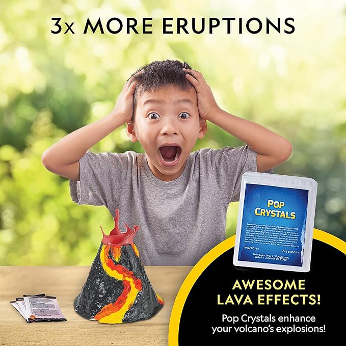 National Geographic Ultimate Volcano Kit – Erupting Volcano Science Kit for Kids, 3X More Eruptions, Pop Crystals Create Exciting Sounds, STEM Science & Educational Toys (Amazon Exclusive)