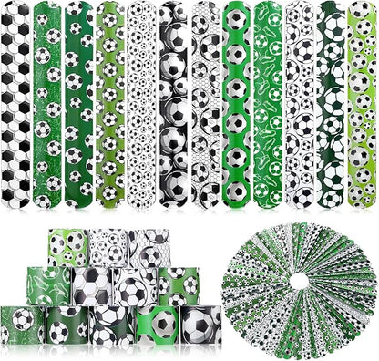 Aoriher 72 Pcs Soccer Slap Bracelets Soccer Wristbands Bracelets Bulk for Soccer Party Favors Sport Themed Bracelet